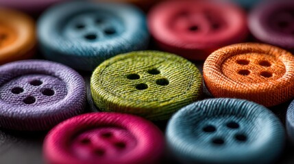 Colorful sewing buttons macro detail