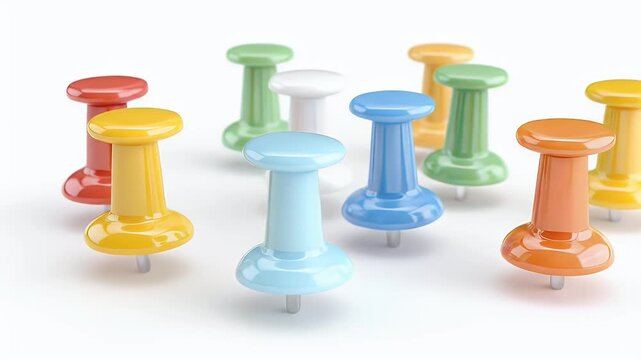 Colorful Pushpins - A Vibrant Collection of Office Supplies.