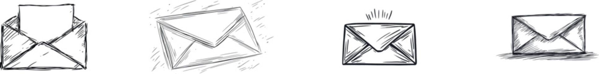 Modern one line illustration featuring a continuous line drawing of a letter with paper and a mail icon, symbolizing an envelope