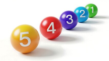 Colorful balls numbered in sequence on white background