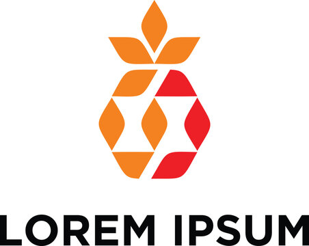 Pineapple fruit pixel modern logo