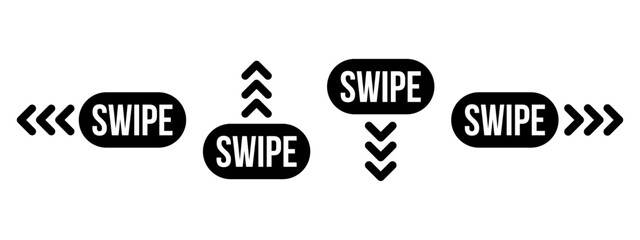 Obraz premium Swipe Direction Icon Set with Arrows for Touchscreen Interface Navigation