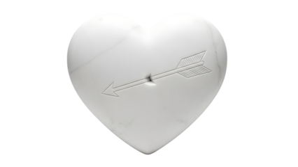 Grey heart shaped pin isolated on transparent background