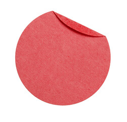 Empty round red paper sticker peeled the corner, creating dynamic visual interest for messages...