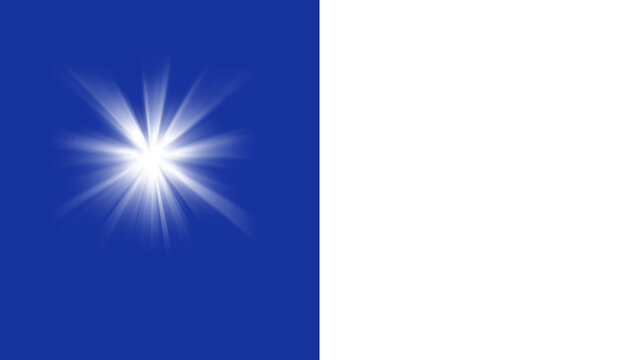 Starburst light effect with radiating rays on a blue background, accompanied by an alpha mask