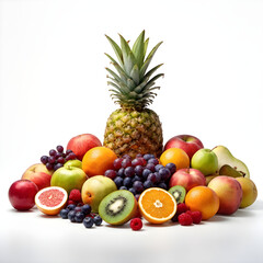 fresh fruits on a white background