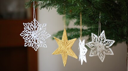 white crochet snowflakes 