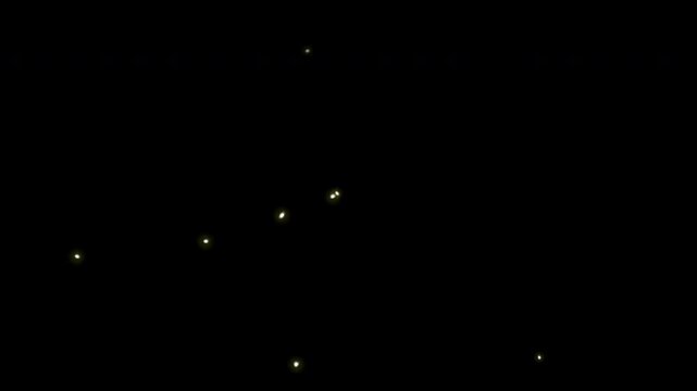 Animation video fireflies moving on alpha channel background
