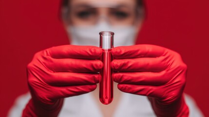 Scientist conducting experiments with test tube in sterile lab environment