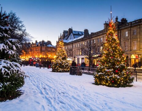 Magical Christmas Evening in Harrogate Featuring Festive Illuminations and Traditional Victorian Architecture