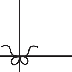Black Gift Ribbon Bow Background. Minimal illustration of golden ribbon crossing with decorative bow, symbolizing gift wrapping, celebration, surprise, and festive presentation on white background.


