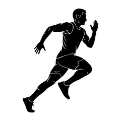Dynamic Male Runner Silhouette with Athletic Motion