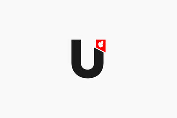 Letter U with a small butterfly 