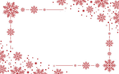 Elegant white Christmas background with red snowflake border and decorative sparkles, luxury festive winter frame template perfect for holiday greeting cards, invitations, posters, banners