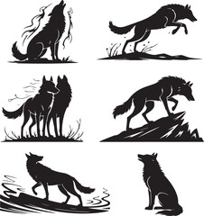 Majestic Wolf Silhouette Vector Illustration &ndash; Wild Animal Logo Design