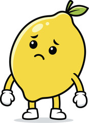 Obraz premium Cute cartoon lemon character looking unhappy