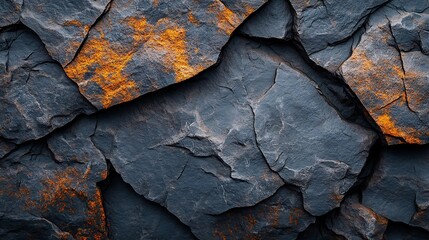 Dark Cracked Rock Texture Background.