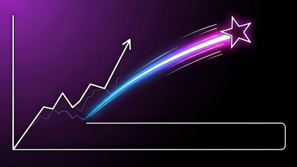 Neon Graph Showing Upward Trend with Shooting Star.