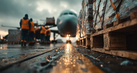 A plane is being loaded with cargo