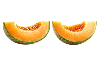 Sliced Melon with Juicy Interior PNG Transparent