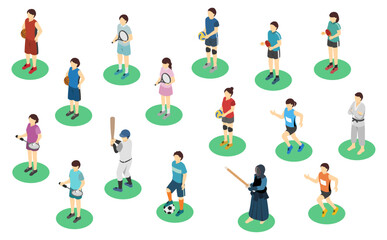 アイソメトリックイラスト：いろんなスポーツセット