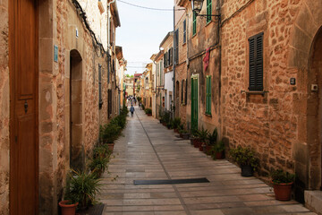 Alcudia Old Town - it is a labyrinth of narrow streets with picturesque old houses (Mallorca, Spain)