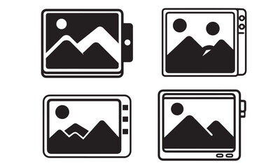 Collection of modern device screens displaying mountain landscapes