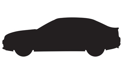 Modern car silhouette in black on white background