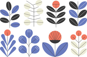 Fototapeta premium Minimalist Floral Patterns with Leaves and Flowers