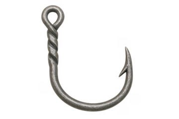 Vintage metal fishing hook object with barb