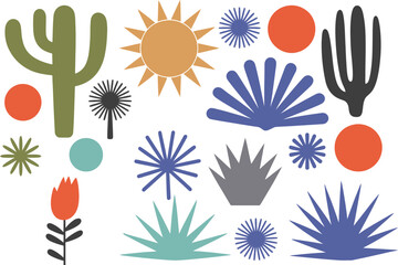 Desert Plants and Cacti with Sun