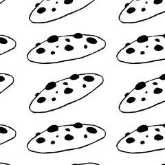 seamless cookie logo - hand-drawn food doodle style 