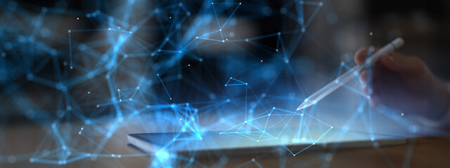 Telecommunication Networks and Artificial Intelligence Connections as Template for Text or Logo.