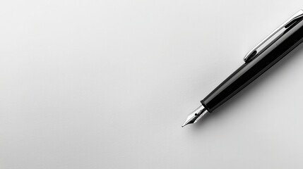 Elegant Black Fountain Pen on Clean White Background for Sophisticated Writing