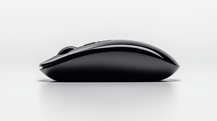 Minimalist Black Wireless Computer Mouse on Clean White Background