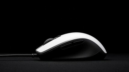 Sleek Gaming Mouse Design with Black and White Colors on Dark Background
