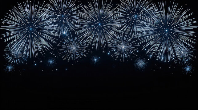 Fuochi d&rsquo;artificio blu fondo nero. Generative AI                                                                                                                              