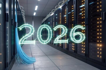 2026 Visualization Created From Fiber Optic Cables in Server Room