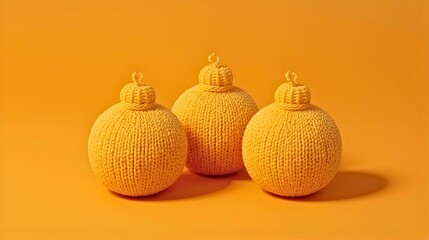 3つ並んだ毛糸のデコポン