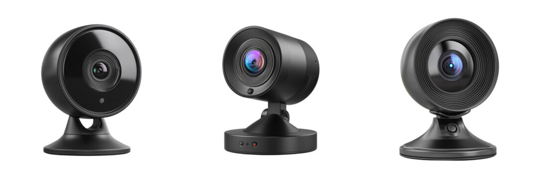 Set of Small wireless security camera transparent png background. Ai generated