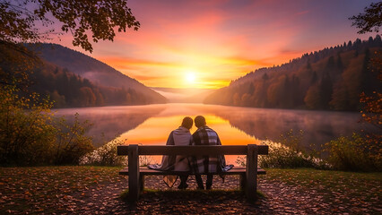 Couple Sharing a Romantic Moment at Sunset