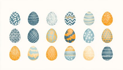 Charming Easter Egg Illustrations with Pastel Colors, Perfect for Spring Celebrations and Designs