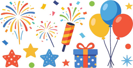 Vibrant Celebration Elements Collection for Festive Events and Party Decorations