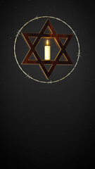 Star of David Candle Light with Barbed Wire for Holocaust Remembrance Symbol