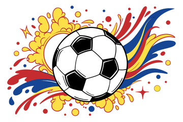 Fototapeta premium soccer ball with explosive rainbow colored paint splashes and dynamic burst effects on white background