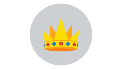 A golden crown with colorful jewels illustrated in a simple graphic style