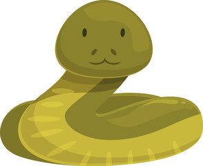 Fototapeta premium Cartoon snake coiled and resting, presenting a friendly and charming reptile character in a simple, appealing design