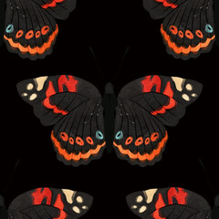 Butterfly. Red admiral. Seamless watercolor pattern for printing on fabric, textiles, wrapping paper, bags, notebooks and notepads. Trend for ss2026