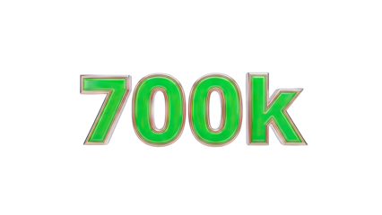 700k Number in Green with Gold Border on White