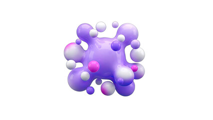 Abstract 3D Shape with Bubbles on White Background